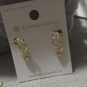 NWT Kendra Scott Gold Hoop Earrings with Heart Charm